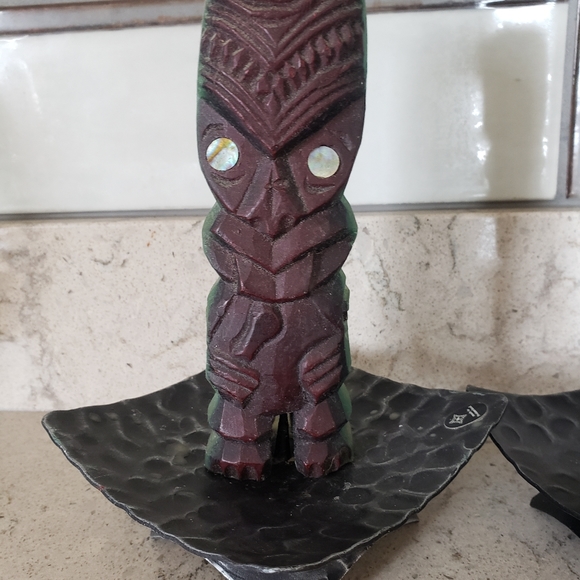 Vintage/Antique Tiki candles in chunky Swiss candleholders. - Picture 10 of 12